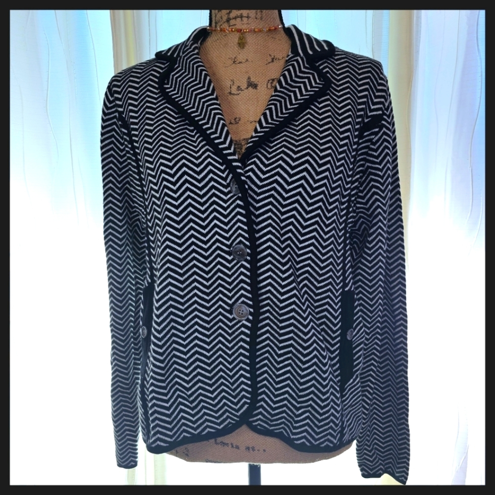 Foxcroft - NWT Herringbone and Striped Blazer, Size PL